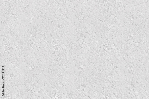 white seamless pattern white paper craft embossing style, spring flower vine and floral, wallpaper background element, Ai Generated