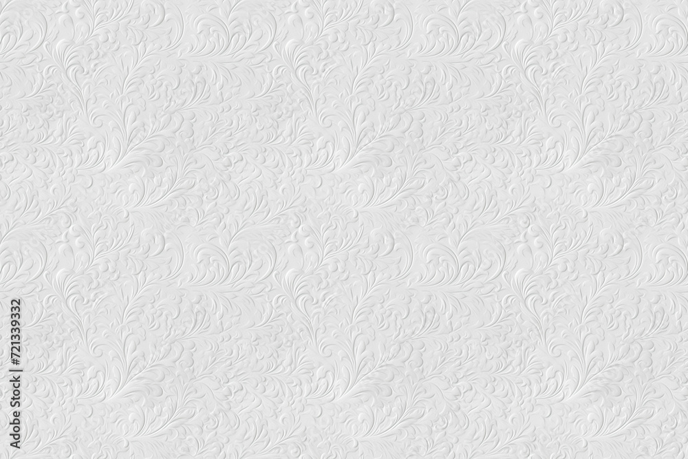 seamless pattern white paper craft embossing style, spring flower vine and floral, wallpaper background element, Ai Generated - obrazy, fototapety, plakaty 