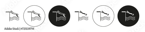 swimmer jumping flat line icon set. swimmer jumping Thin line illustration vector
