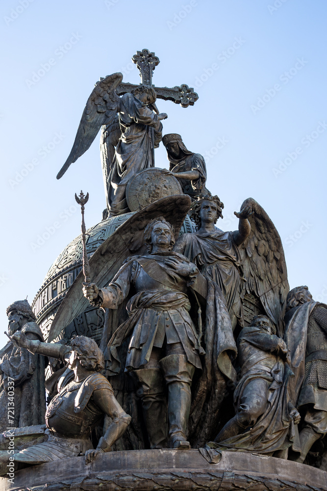 Monument Millennium of Russia, erected in 1862 on territory of the Kremlin of Veliky Novgorod