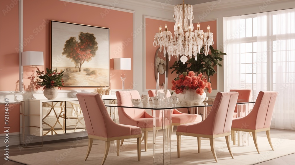 dining room with gilded coral accents