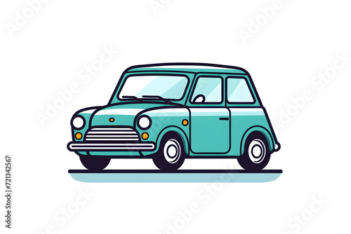 Flat illustration of ablue green car
