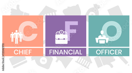 CFO - Chief Financial Officer acronym. business concept background. vector illustration concept with keywords and icons. lettering illustration with icons for web banner, flyer, landing page