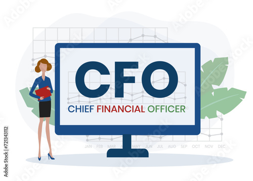 CFO - Chief Financial Officer acronym. business concept background. vector illustration concept with keywords and icons. lettering illustration with icons for web banner, flyer, landing page