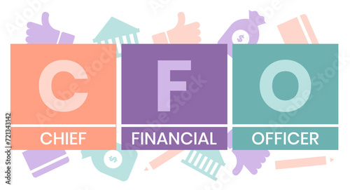 CFO - Chief Financial Officer acronym. business concept background. vector illustration concept with keywords and icons. lettering illustration with icons for web banner, flyer, landing page
