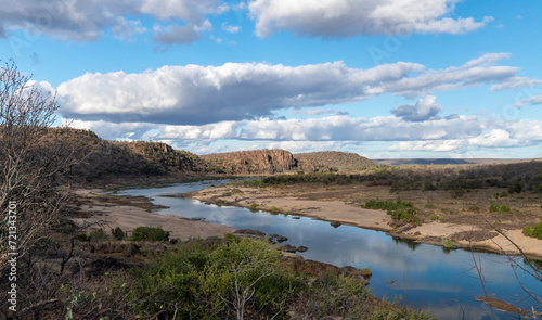 Olifants river, Kruger National Park, slowly winding its way toward a rocky outcrop of hills than rise up from the river bank. © Mark
