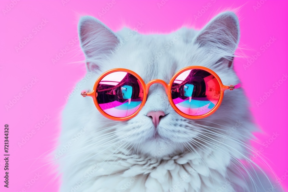 Cat in glamorous glasses