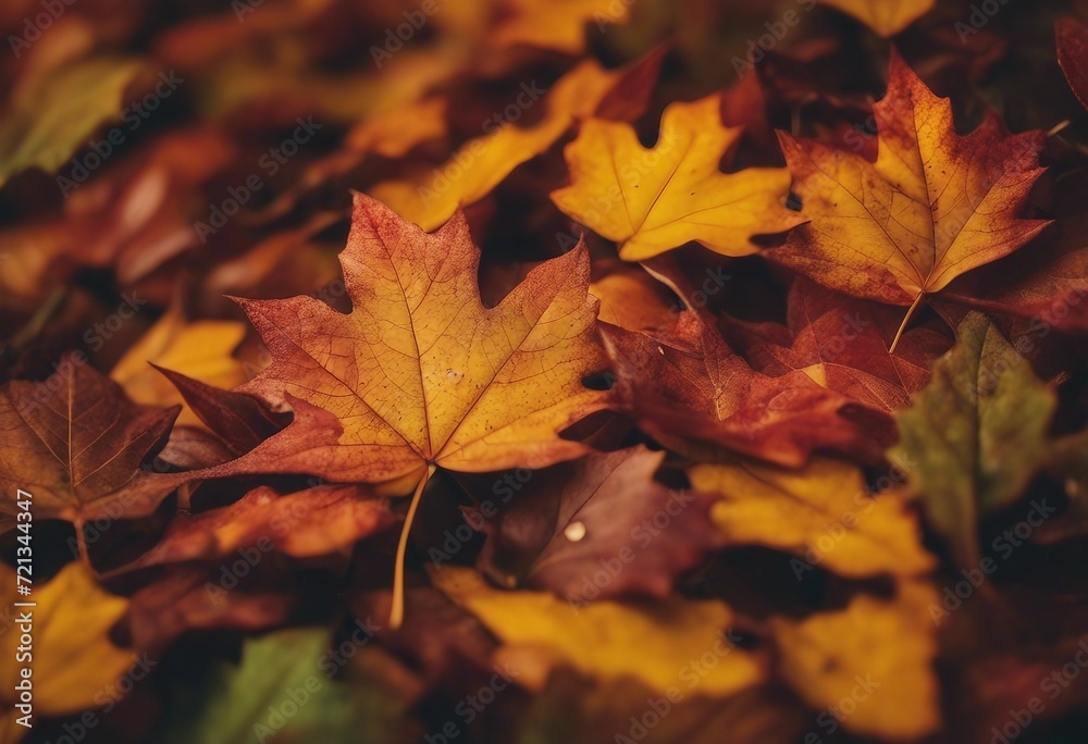 Close up of autumn leaves Multicolored fall leaves Colorful autumn leaves Macro leaf texture