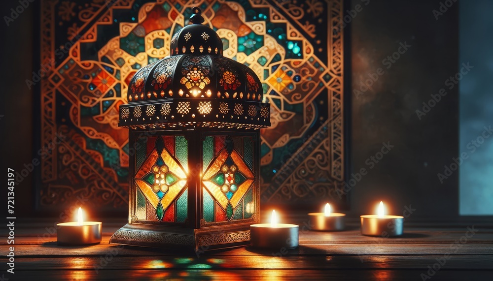 Ornate Lanterns Casting Vibrant Mosaic Shadows