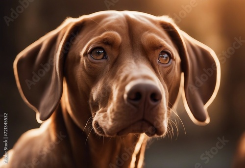 Cute dog or pet is looking happy isolated on transparent background Brown vizsla young dog is posing © ArtisticLens