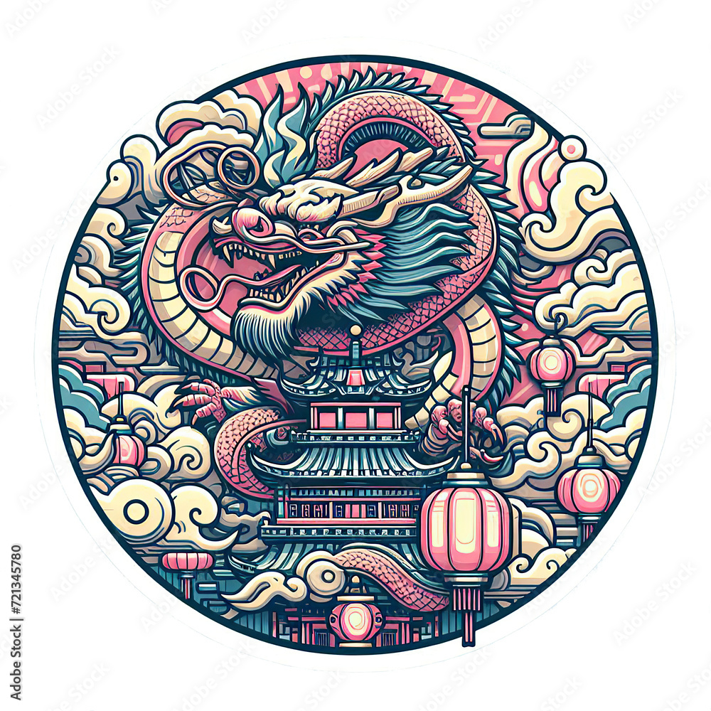 the Chinese New Year with Dragon Icon and symbol in Chinese culture the Chinese New Year with Dragon Icon and symbol in Chinese culture
