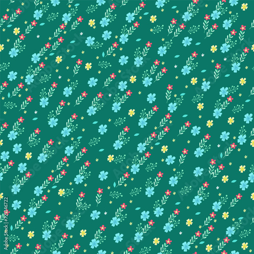 seamless texture with tiny plants and flowers. a cute floral pat