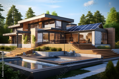 Modern House Building with Sustainable Materials © sugastocks