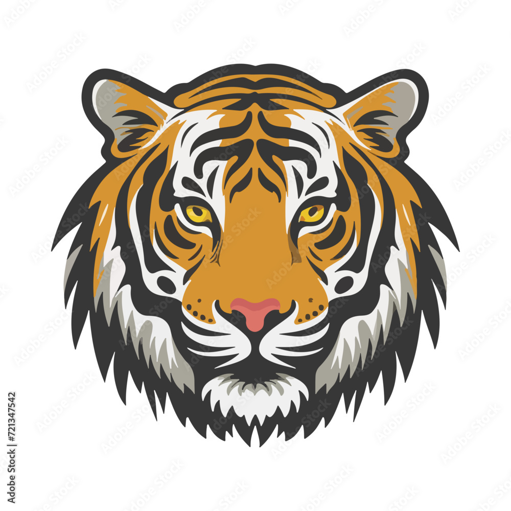 Striking tiger face vector, perfect for wildlife themed stock illustrations. high quality