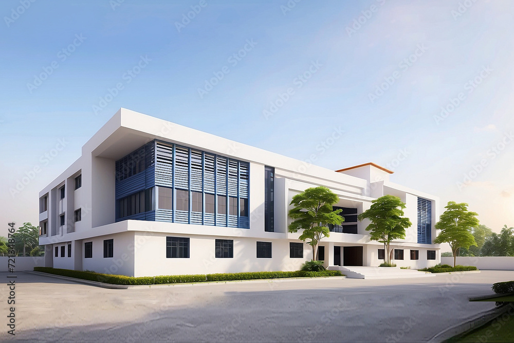 3 stored wide range corner facing whtie building for university, college and school 3 stored wide range corner facing whtie building for university, college and school