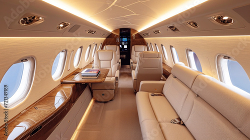 Private luxury modern business Jet Interior