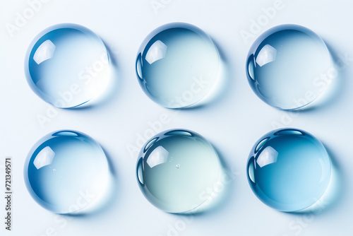 丸い水滴のグラフィック素材、青、透明