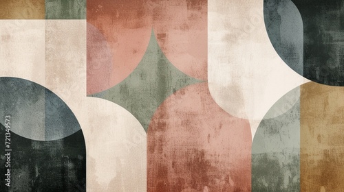 A harmonious blend of overlapping, soft geometric shapes in earthy tones, creating a balanced, corporate abstract design