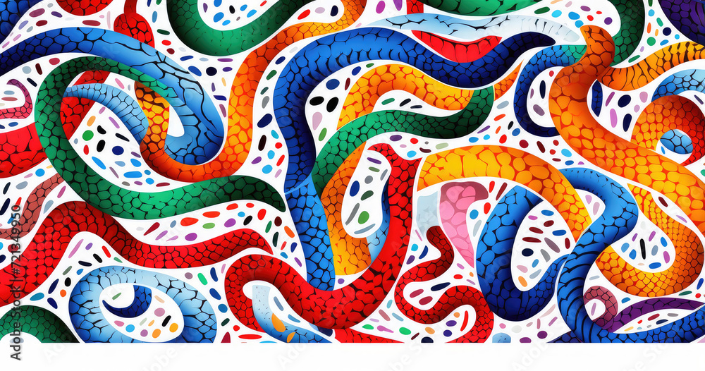 colorful snakes abstract design
