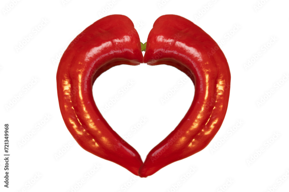 Heart shape made from red peppers on a transparent background Heart shape made from red peppers on a transparent background