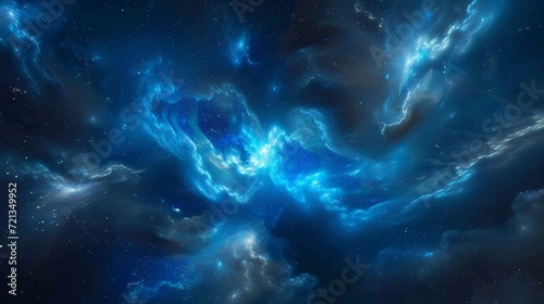 A hypnotic cerulean nebula expanding in the cosmos © Naseem