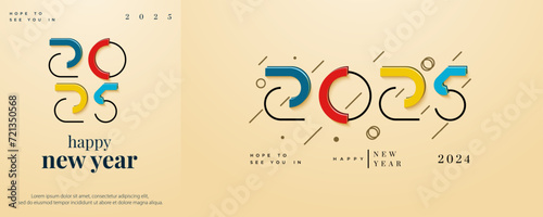 unique numbers with geometric new year 2025 background. Premium vector background, for posters, calendars, greetings and New Year 2025 celebrations.