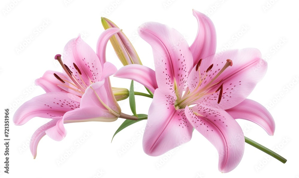 Pink lily flowers bouquet isolated on white background