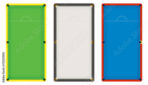 Empty snooker table with top view.