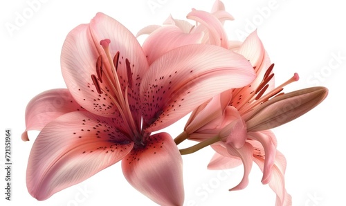 Pink lily flower bouquet on white background