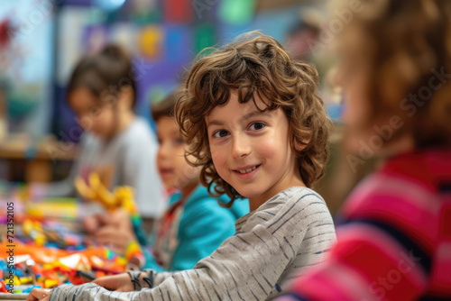 A group of children embark on artistic adventures in their crafts class