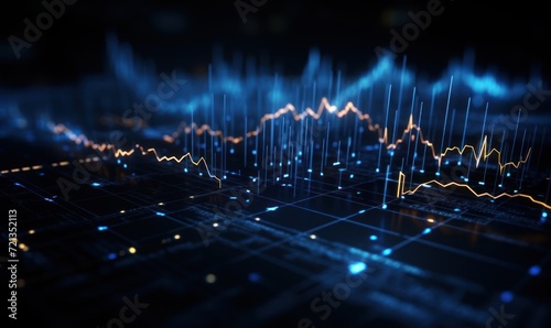 stock market graph on digital screen. Business and financial concept. photo