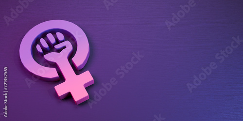 Wooden background for 8M, illuminated with violet and pink lights, fusing feminine strength with warmth, 3d illustration. photo