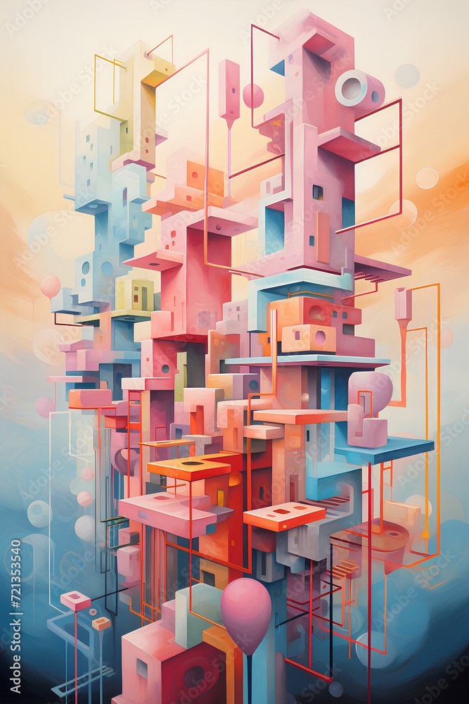 Obraz na plátně Epic Geometric Journeys: Exploring Detailed and Evolving Scenes