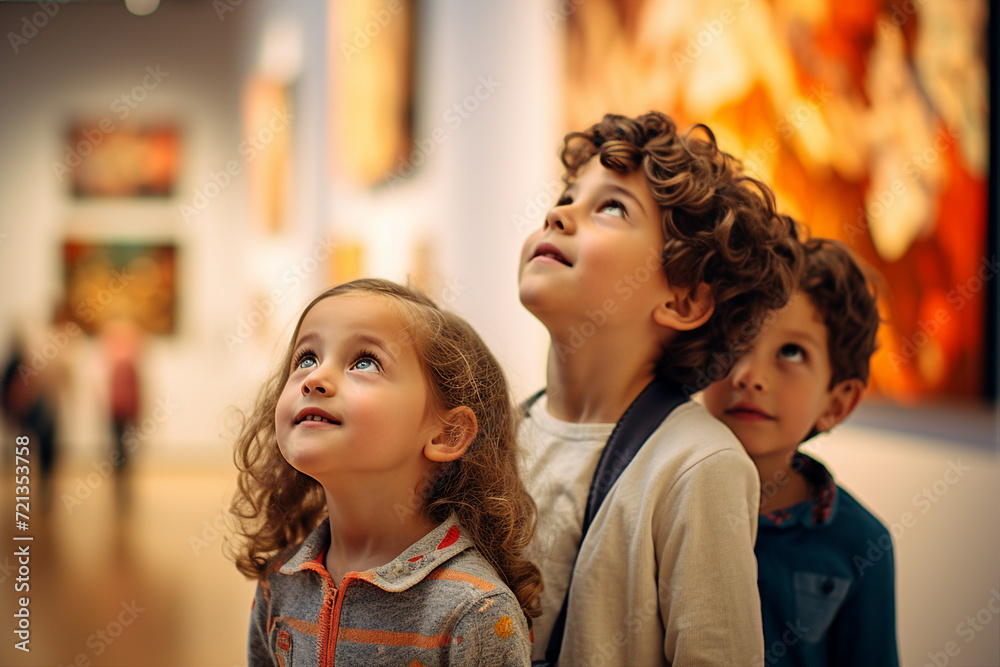 Generative AI technology picture people have art day visiting museum paintings gallery Generative AI technology picture people have art day visiting museum paintings gallery