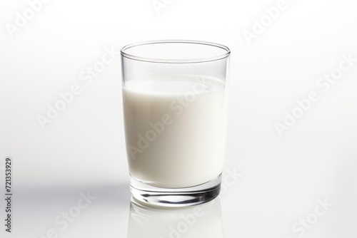 A glass of milk on a white background