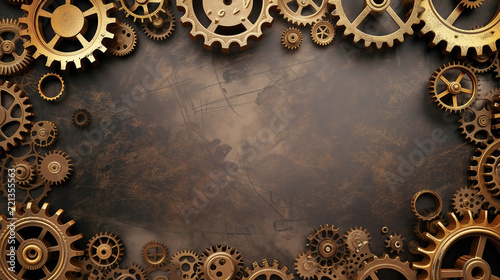 old brass gears metal backg...