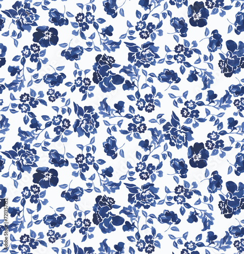 Paisley watercolor floral pattern tile: flowers, floral, tulips, leaves. Oriental indian traditional hand painted water color whimsical seamless print, ceramic design. Abstract india batik background