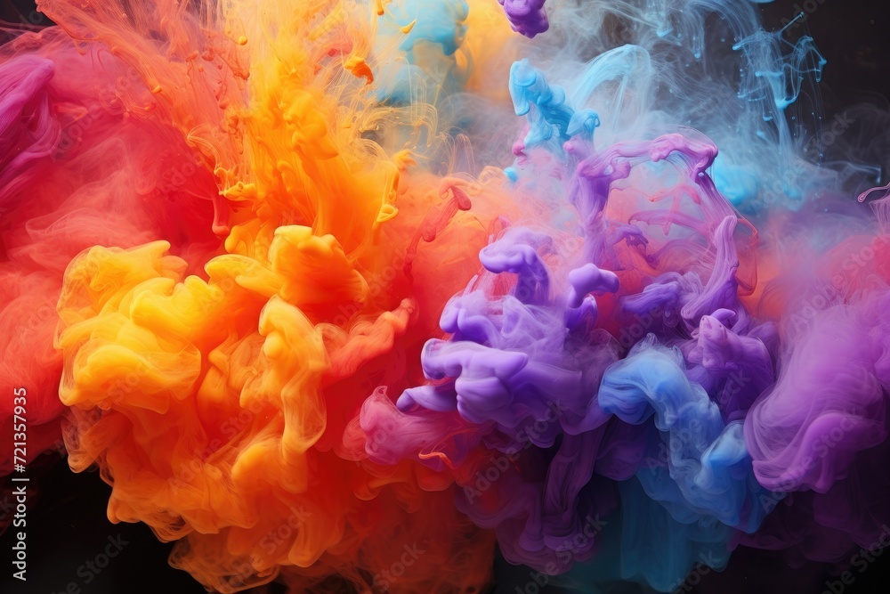 A vibrant group of colored smokes gracefully soaring through the atmosphere., Multi-colored smoke, AI Generated