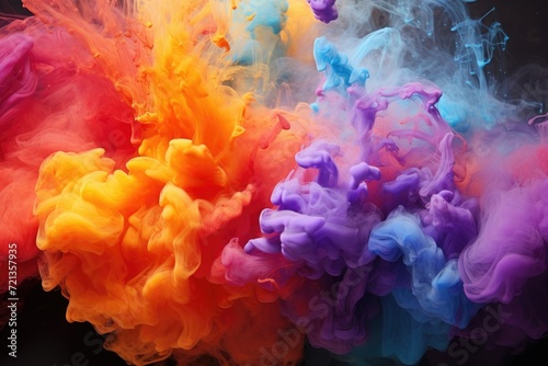 A vibrant group of colored smokes gracefully soaring through the atmosphere., Multi-colored smoke, AI Generated