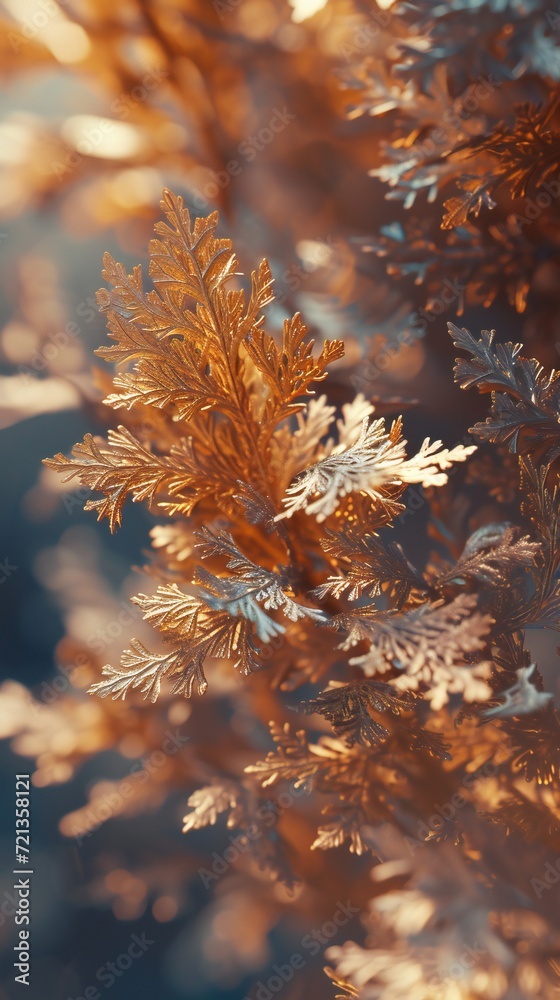 Dry Cedar Fir Fusion: Blending dry cedar and fir leaves to create intricate, harmonious forms in a macro shot.