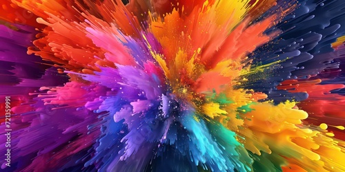 Explosion bursting forth in a riot of bright rainbow colors. The composition exudes an air of fun and excitement as the colorful and bold splashes create a dynamic and visually captivating background.