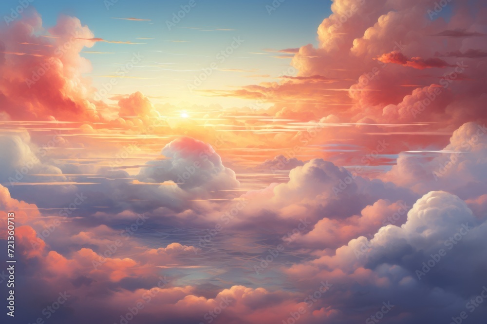 Sunset lush clouds - obrazy, fototapety, plakaty 