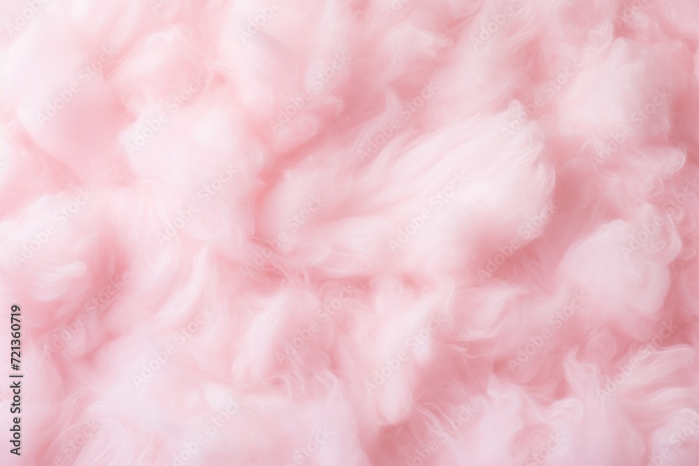 A stunning close-up image showcasing a pink background filled with a multitude of fluffy and serene clouds, Pink cotton candy background, Candy floss texture, AI Generated