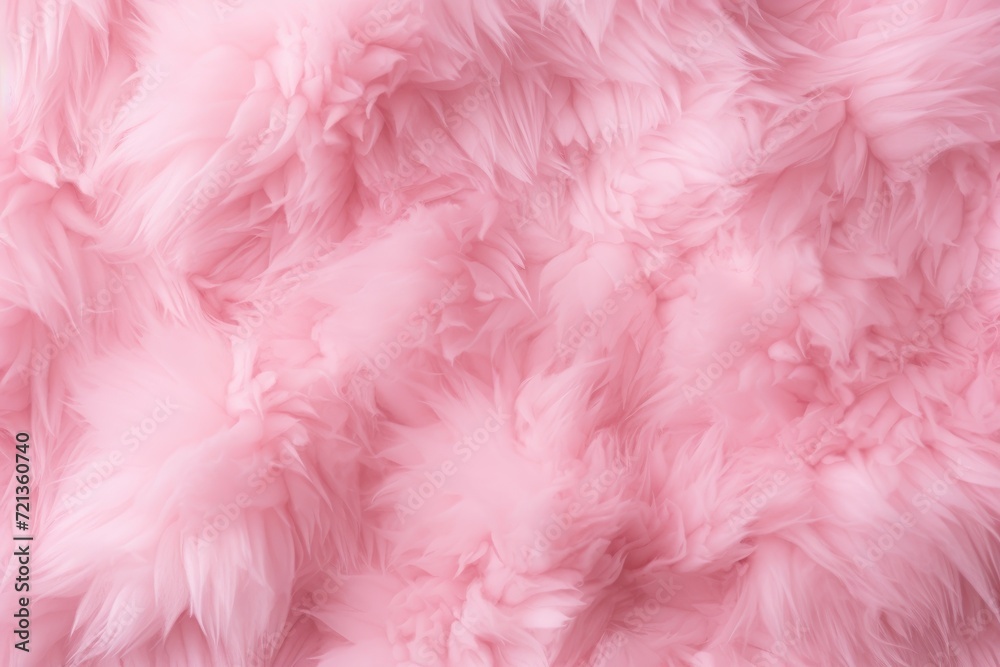This image captures the intricate details of a soft and fluffy pink fur texture up close, Pink cotton candy background, Candy floss texture, AI Generated