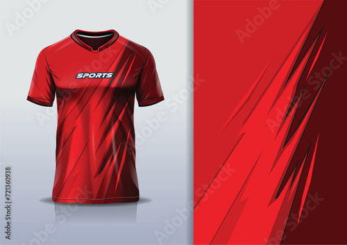 Sport jersey design template mockup stripe line racing for football soccer, running, esports, red color 
