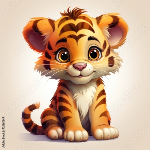 Cute tiger cub cartoon character