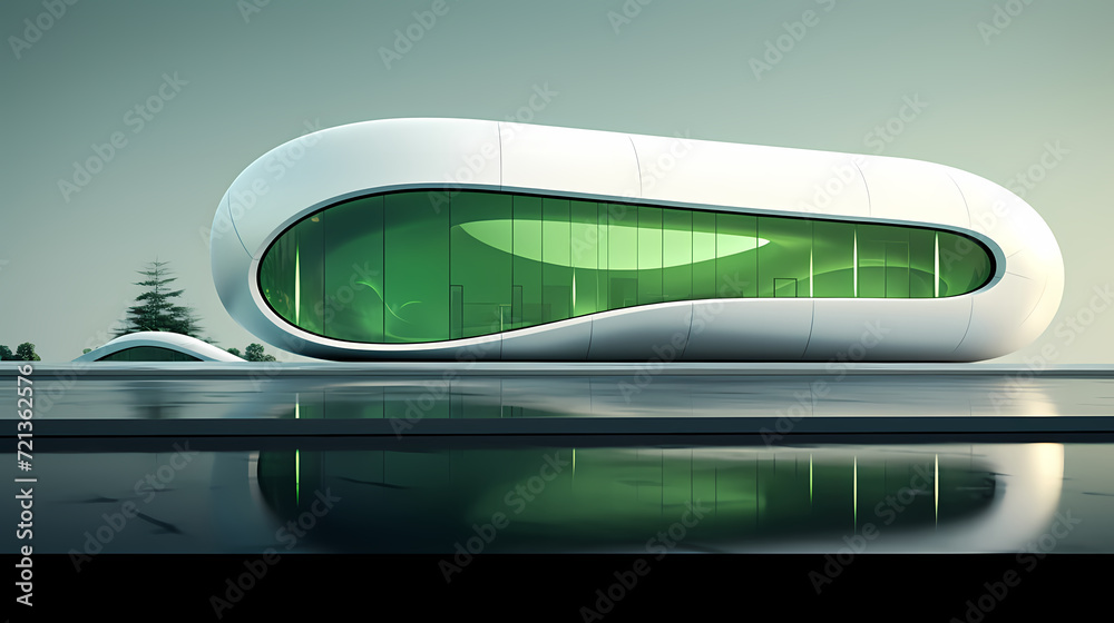 Modern polygonal building exterior design, future architecture Modern polygonal building exterior design, future architecture