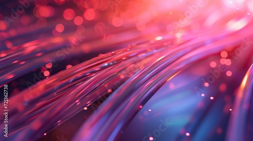 Abstract wire background with lots of data streaking lights  fiber optics. Abstract futuristic electronic circuit technology background. AI generated illustration