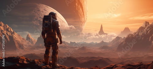 Wallpaper Mural A space explorer stands on an alien planet Torontodigital.ca