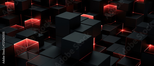 Futuristic Cubes with Neon Edges